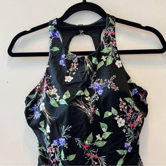 Athleta Maldives Gold Coast Floral High Neck Tankini Swim Top 34 D/DD Underwire - Picture 3 of 8